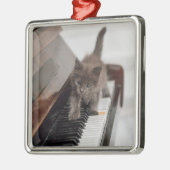 最も可愛い赤ん坊の動物 |ピアノの子猫 メタルオーナメント (左)