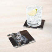 最も可愛い赤ん坊の動物 |ピアノ鍵の子猫 スクエアペーパーコースター (インサイチュ)