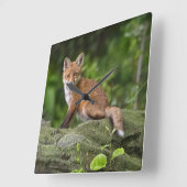 最も可愛い赤ん坊の動物 |フォキシスマイル スクエア壁時計 (傾斜)