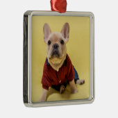 最も可愛い赤ん坊の動物 |フランスのブルドッグ メタルオーナメント (右)