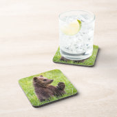 最も可愛い赤ん坊の動物 |ブラウンベアーキューブ波 コースター (右側)