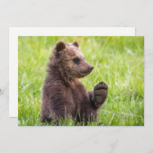 最も可愛い赤ん坊の動物 |ブラウンベアーキューブ波 サンキューカード (正面/裏面)
