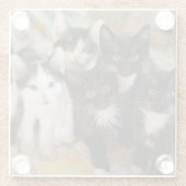 最も可愛い赤ん坊の動物 |ブラック&ホワイトの子猫 ガラスコースター (裏面)