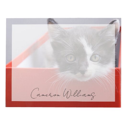 最も可愛い赤ん坊の動物 |ブラック&ホワイトの子猫 ノートパッド (正面)