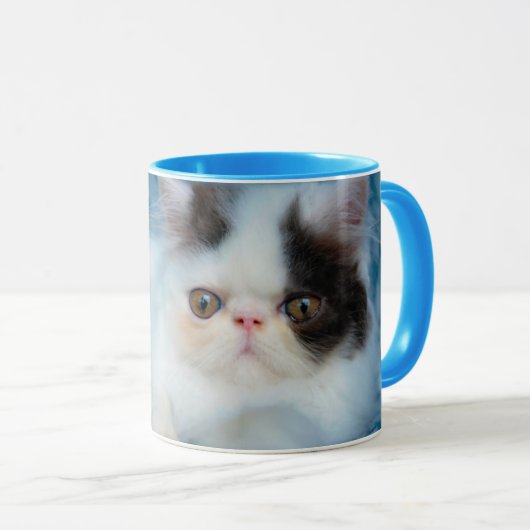 最も可愛い赤ん坊の動物 |ブラック&ホワイトの子猫 マグカップ (正面右)