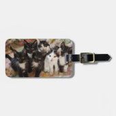 最も可愛い赤ん坊の動物 |ブラック&ホワイトの子猫 ラゲッジタグ (正面横)