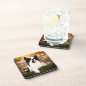 最も可愛い赤ん坊の動物 |ブラック&ホワイト縁どコリー コースター (右側)