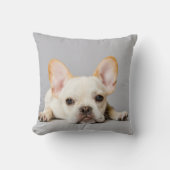最も可愛い赤ん坊の動物 ブルドッグフランスのが横たわっていた|ブルドッグ クッション (正面)