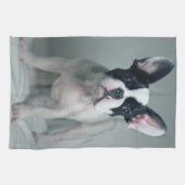 最も可愛い赤ん坊の動物 |ブルドッグフランスのの子犬 キッチンタオル (横)