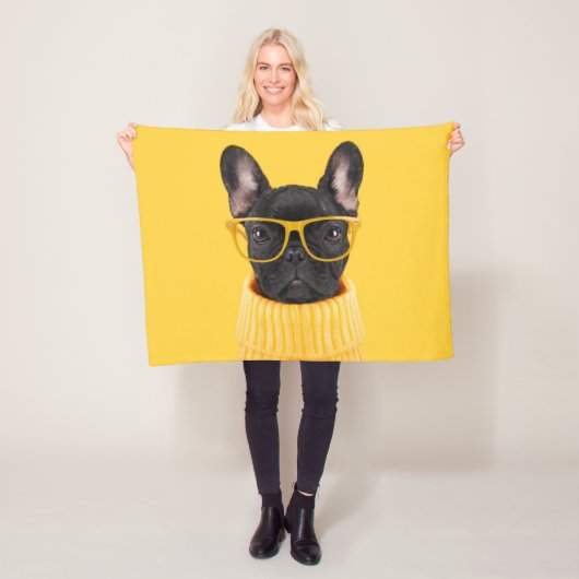 最も可愛い赤ん坊の動物 |ブルドッグフランスのサングラス フリースブランケット (インサイチュ)