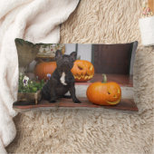 最も可愛い赤ん坊の動物 |ブルドッグフランスのハロウィーン ランバークッション (ブランケット)