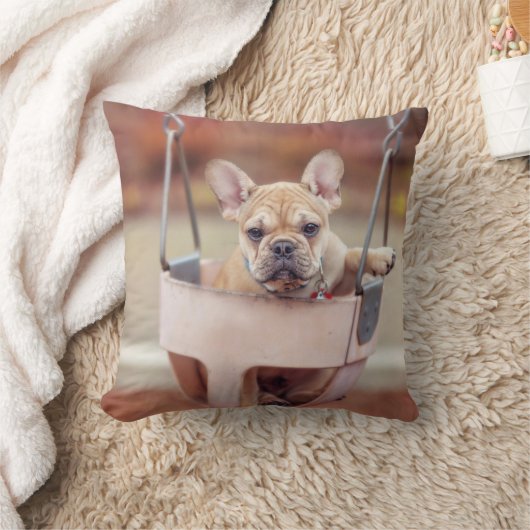 最も可愛い赤ん坊の動物 |ブルドッグフランスのプレイグラウンド クッション (ブランケット)