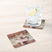 最も可愛い赤ん坊の動物 |ブルドッグフランスのプレイグラウンド スクエアペーパーコースター (インサイチュ)