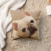 最も可愛い赤ん坊の動物 |ブルドッグフランスのヘッドのティルト クッション (ブランケット)