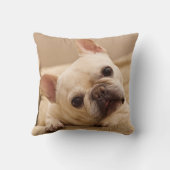 最も可愛い赤ん坊の動物 |ブルドッグフランスのヘッドのティルト クッション (裏面)