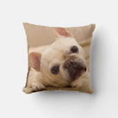 最も可愛い赤ん坊の動物 |ブルドッグフランスのヘッドのティルト クッション (正面)