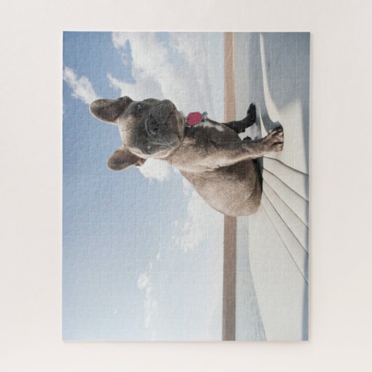 最も可愛い赤ん坊の動物 |ブルドッグフランスのボート ジグソーパズル (縦)