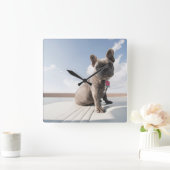 最も可愛い赤ん坊の動物 |ブルドッグフランスのボート スクエア壁時計 (ホーム)