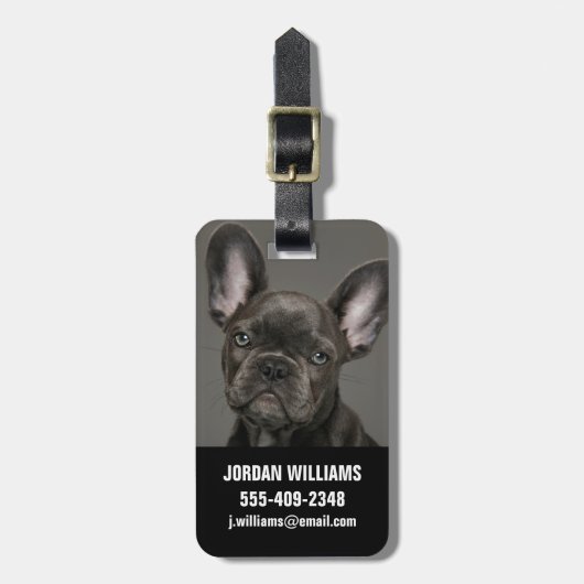 最も可愛い赤ん坊の動物 |ブルドフランスのッグ ラゲッジタグ (正面縦)