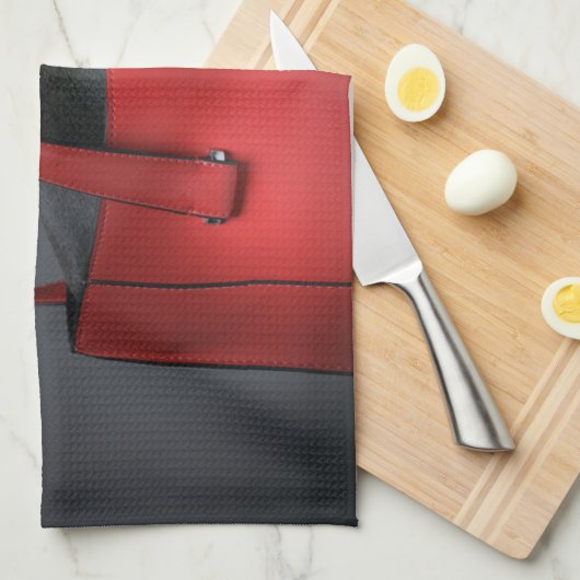 最も可愛い赤ん坊の動物 |ブルフランスのドッグレッドハンドバッグ キッチンタオル (四つ折り)