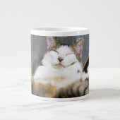 最も可愛い赤ん坊の動物 |ベッドの中の猫 ジャンボコーヒーマグカップ (正面)