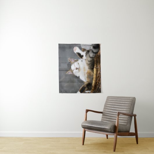 最も可愛い赤ん坊の動物 |ベッドの中の猫 タペストリー (インサイチュ)