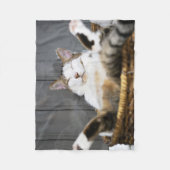 最も可愛い赤ん坊の動物 |ベッドの中の猫 フリースブランケット (正面)