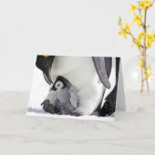 最も可愛い赤ん坊の動物 |ベビーエンペエンペンギン カード (黄色い花)