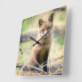 最も可愛い赤ん坊の動物 |ベビーキツネ スクエア壁時計 (傾斜)