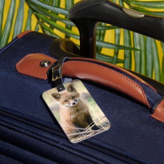 最も可愛い赤ん坊の動物 |ベビーキツネ ラゲッジタグ (正面インサイチュ1)