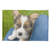 最も可愛い赤ん坊の動物 |ベビーコーギを私の膝に 枕カバー (裏面)