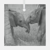 最も可愛い赤ん坊の動物 |ベビーゾウの挨拶 ガラスオーナメント (正面)