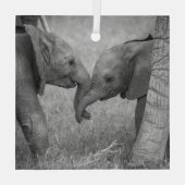 最も可愛い赤ん坊の動物 |ベビーゾウの挨拶 ガラスオーナメント (裏面)