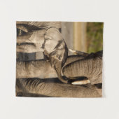 最も可愛い赤ん坊の動物 |ベビーゾウ&ママ タペストリー (正面(横))