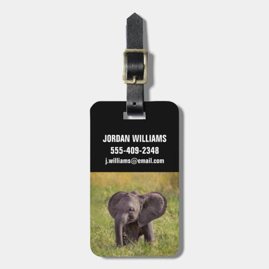 最も可愛い赤ん坊の動物 |ベビーゾウKenya Africa ラゲッジタグ (正面縦)