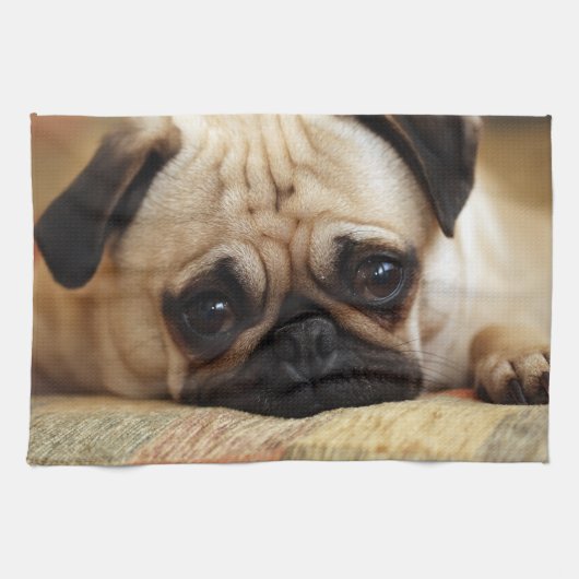 最も可愛い赤ん坊の動物 |ベビーパピー キッチンタオル (横)