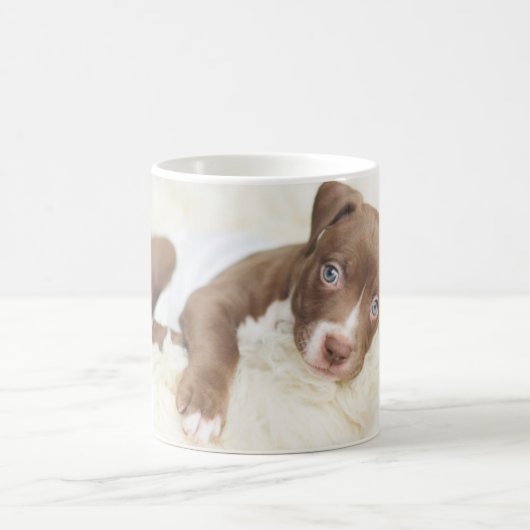 最も可愛い赤ん坊の動物 |ベビーピットブルパピー コーヒーマグカップ (中央)