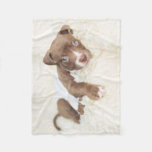 最も可愛い赤ん坊の動物 |ベビーピットブルパピー フリースブランケット (正面)