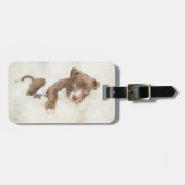 最も可愛い赤ん坊の動物 |ベビーピットブルパピー ラゲッジタグ (正面横)