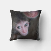 最も可愛い赤ん坊の動物 |ベビーマカケのサル&マザー クッション (裏面)