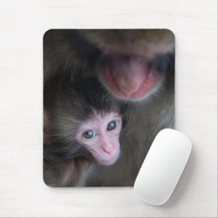 最も可愛い赤ん坊の動物 ベビーマカケのサル&マザー マウスパッド