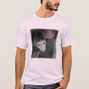 最も可愛い赤ん坊の動物 ベビーマカケのサル&マザー Tシャツ