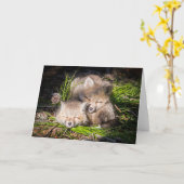 最も可愛い赤ん坊の動物 |ベビーレッドキツネキットスリープ カード (黄色い花)