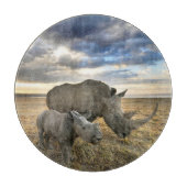 最も可愛い赤ん坊の動物 |ホワイトRhino & Calf カッティングボード (正面)