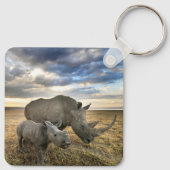 最も可愛い赤ん坊の動物 |ホワイトRhino & Calf キーホルダー (裏面)