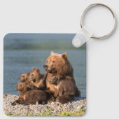 最も可愛い赤ん坊の動物 |マザーベア&カブス キーホルダー (裏面)