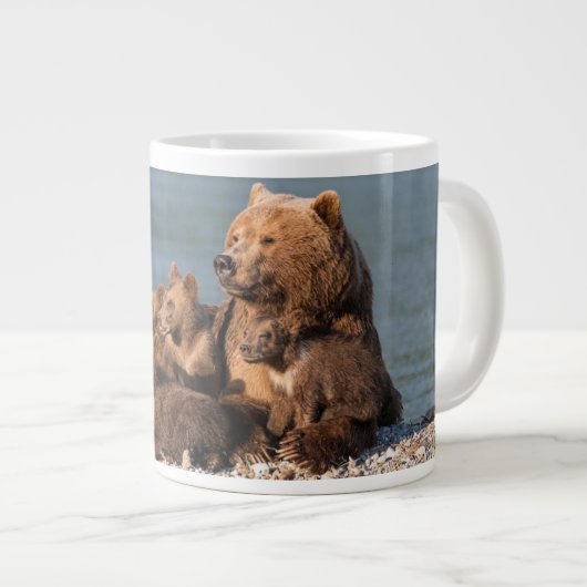 最も可愛い赤ん坊の動物 |マザーベア&カブス ジャンボコーヒーマグカップ (正面右)