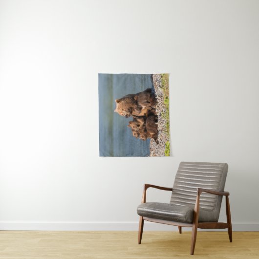 最も可愛い赤ん坊の動物 |マザーベア&カブス タペストリー (インサイチュ)