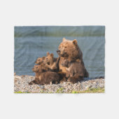 最も可愛い赤ん坊の動物 |マザーベア&カブス フリースブランケット (正面(横))