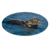 最も可愛い赤ん坊の動物 |マザー&ベビーシーオッター カッティングボード (角)